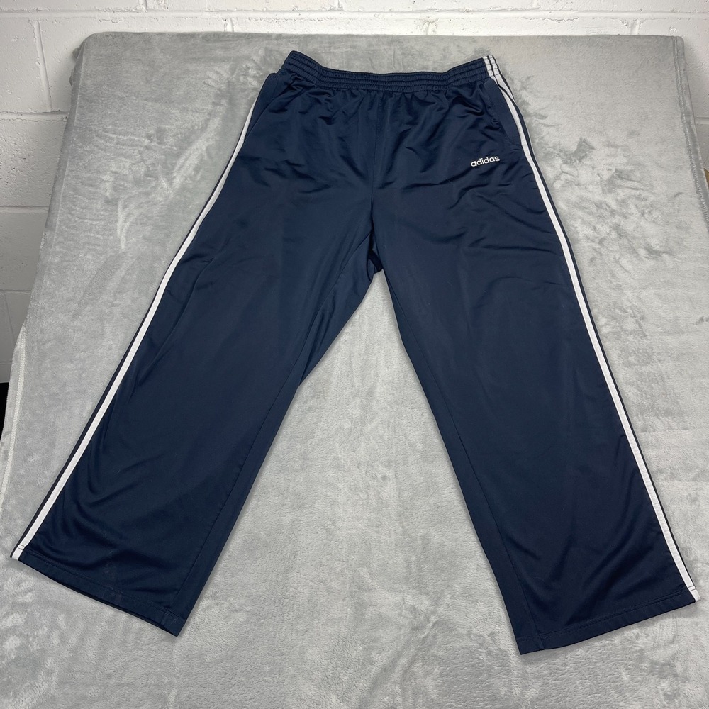 Vintage Adidas Track Pants Mens XL Navy Three Stripes Drawstring Performance Y2K